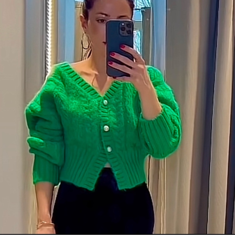 Zara chunky green cardigan
